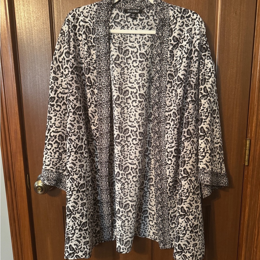 Roz & Ali Animal Print Jacket - Black and White